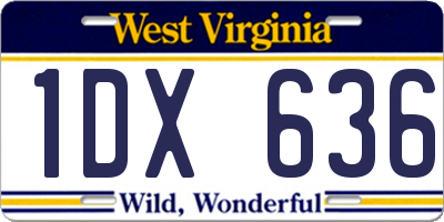 WV license plate 1DX636