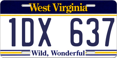 WV license plate 1DX637