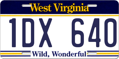 WV license plate 1DX640