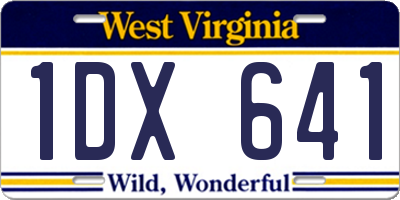 WV license plate 1DX641