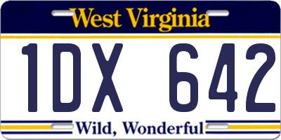 WV license plate 1DX642