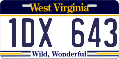 WV license plate 1DX643