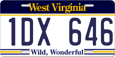 WV license plate 1DX646