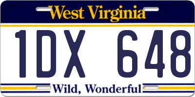 WV license plate 1DX648