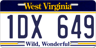 WV license plate 1DX649