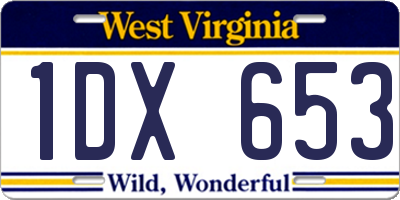 WV license plate 1DX653