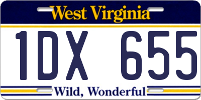 WV license plate 1DX655