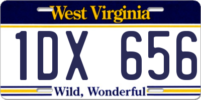 WV license plate 1DX656