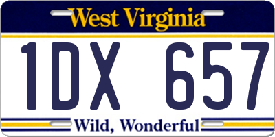 WV license plate 1DX657