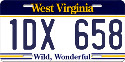 WV license plate 1DX658