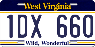 WV license plate 1DX660