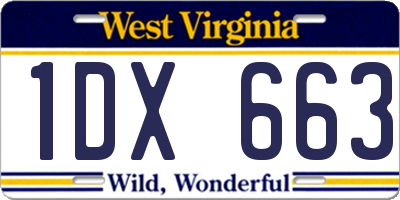 WV license plate 1DX663