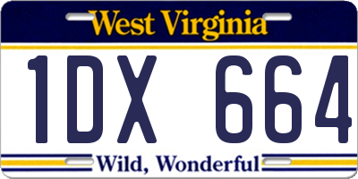 WV license plate 1DX664