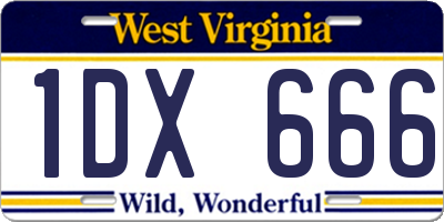 WV license plate 1DX666