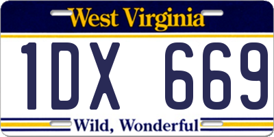 WV license plate 1DX669