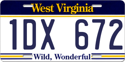 WV license plate 1DX672