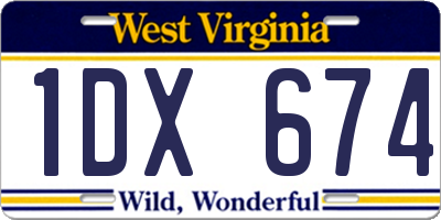 WV license plate 1DX674