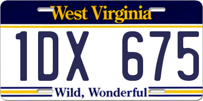 WV license plate 1DX675