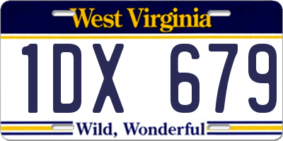 WV license plate 1DX679