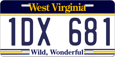 WV license plate 1DX681