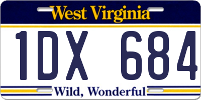 WV license plate 1DX684