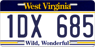 WV license plate 1DX685