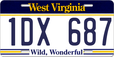 WV license plate 1DX687