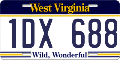 WV license plate 1DX688