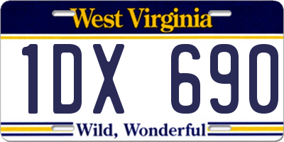 WV license plate 1DX690