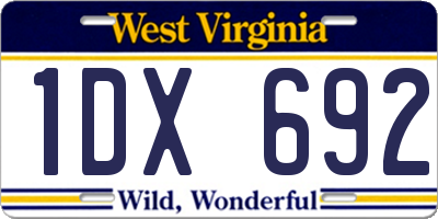 WV license plate 1DX692