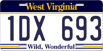 WV license plate 1DX693