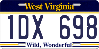 WV license plate 1DX698