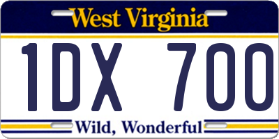 WV license plate 1DX700