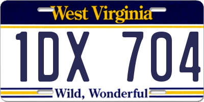 WV license plate 1DX704