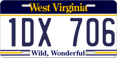 WV license plate 1DX706