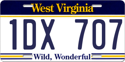 WV license plate 1DX707