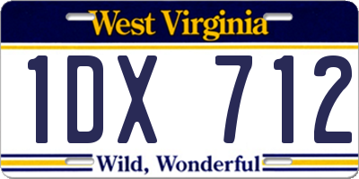 WV license plate 1DX712
