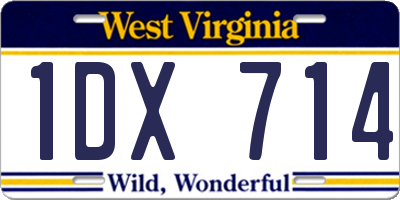 WV license plate 1DX714