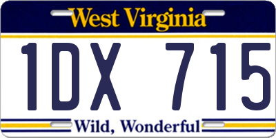 WV license plate 1DX715