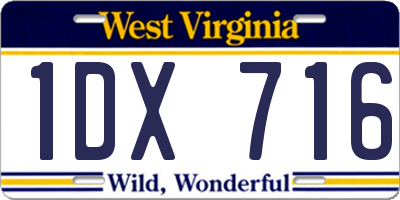 WV license plate 1DX716