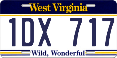 WV license plate 1DX717