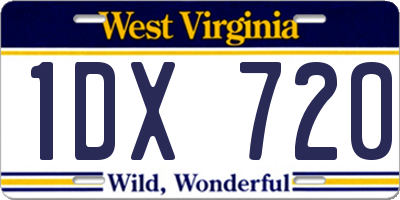 WV license plate 1DX720