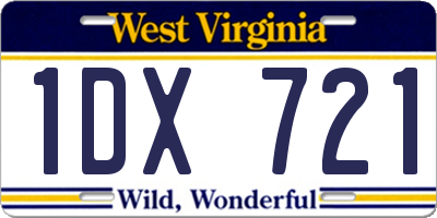 WV license plate 1DX721