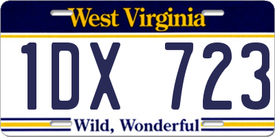 WV license plate 1DX723