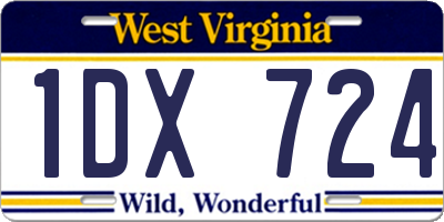 WV license plate 1DX724
