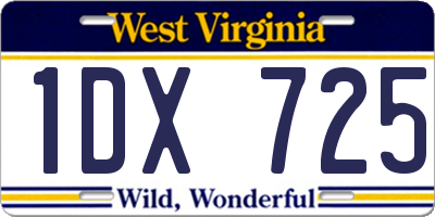 WV license plate 1DX725