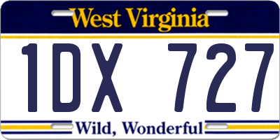 WV license plate 1DX727
