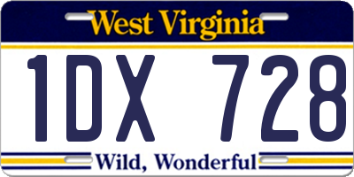 WV license plate 1DX728