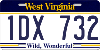WV license plate 1DX732