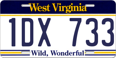 WV license plate 1DX733